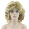 Peluca Rizada Corta Dorada de Cabello Sintético Resistente al Calor
