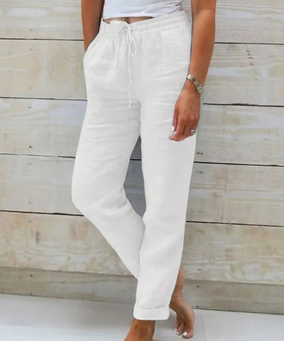 Pantalones Casuales de Cintura Alta para Mujer en Algodón y Lino - Image 16