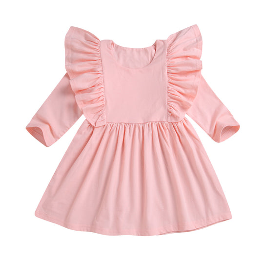 Vestido Princesa Niña con Mangas de Encaje Elegante