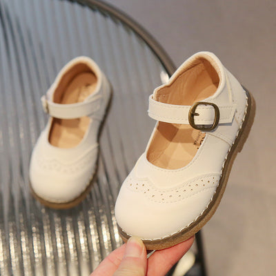 Zapatos de Cuero Casual para Niñas - Diseño Liso y Versátil - Image 3