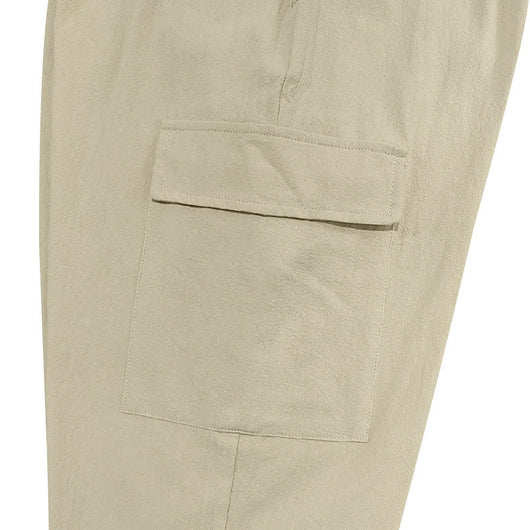 Pantalones Casuales de Algodón y Lino con Múltiples Bolsillos y Cordón Ajustable - Image 41