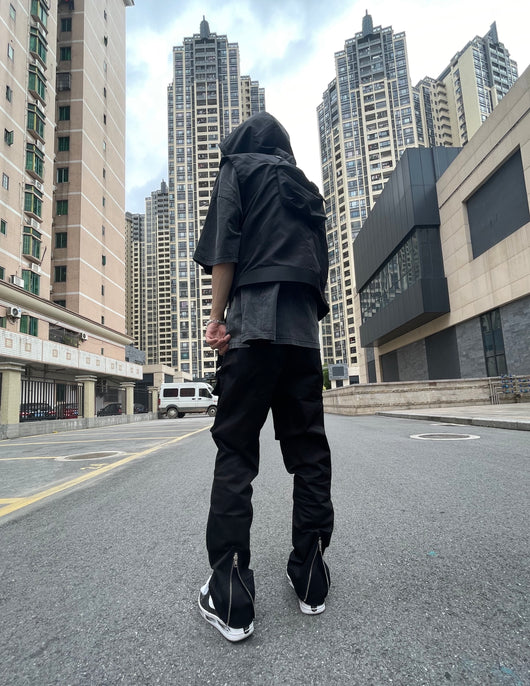 Pantalón Cargo Negro con Cremalleras y Bolsillos Múltiples - Estilo Hip-hop Urbano - Image 7