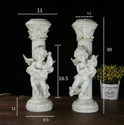 Set de 2 Candelabros Retro Ángel Cupido en Mármol - Image 15