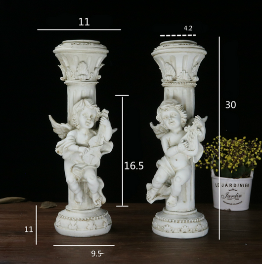 Set de 2 Candelabros Retro Ángel Cupido en Mármol - Image 15