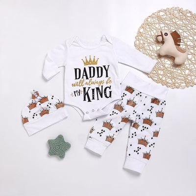 Conjunto Elegante para Bebé Niño: Romper + Pantalones con Corona - Image 5