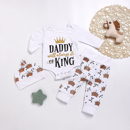 Conjunto Elegante para Bebé Niño: Romper + Pantalones con Corona - Image 5