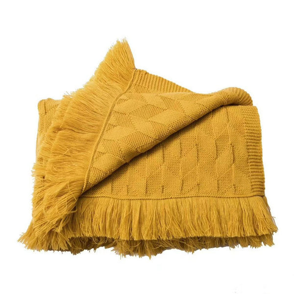 Manta de Cama Lujo Nórdico con Borlas - Cobertor Decorativo Premium