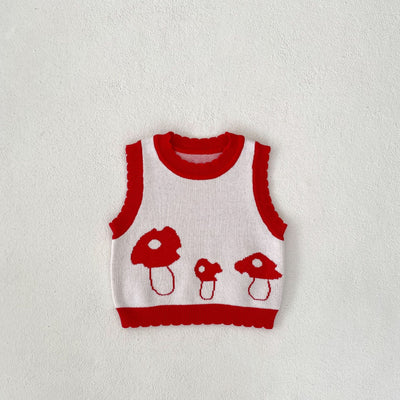 Chaleco Tejido de Algodón para Niños con Diseño Jacquard Setas - Image 6