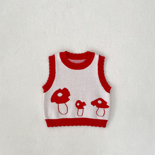 Chaleco Tejido de Algodón para Niños con Diseño Jacquard Setas - Image 6