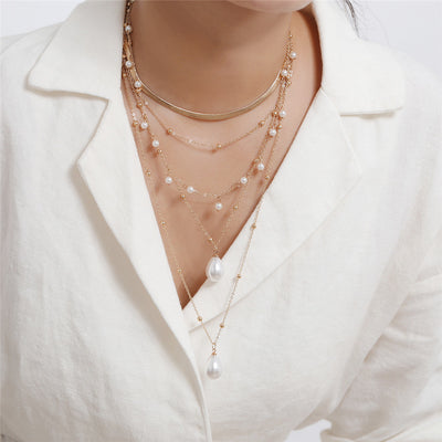 Collar de Novia con Perlas y Borlas Multicapa