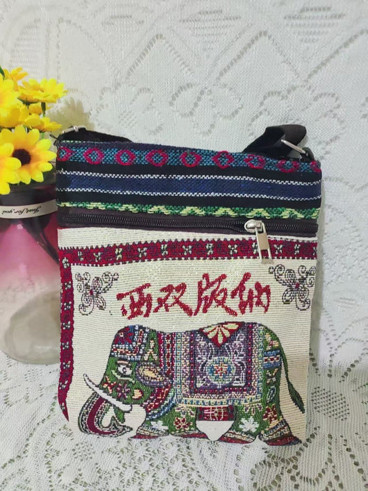 Bolso Bandolera Bordado Étnico con Elefante y Mariposa Estilo Chino - Image 65