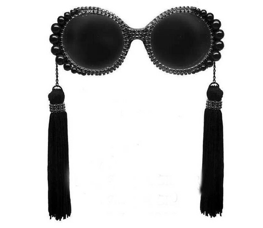 Gafas de Sol Retro Redondas con Flecos y Brillantes de Perla