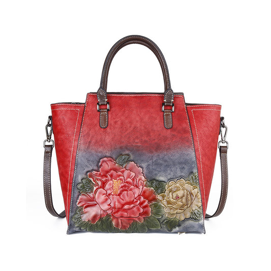 Bolso Mensajero de Cuero Grabado y Pulido con Gran Capacidad - Image 2