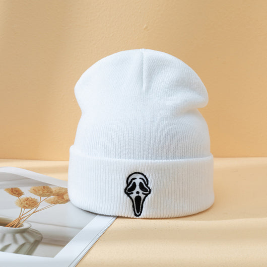 Gorro Tejido Calavera Bordada Halloween - Abrigo Unisex Otoño Invierno - Image 2