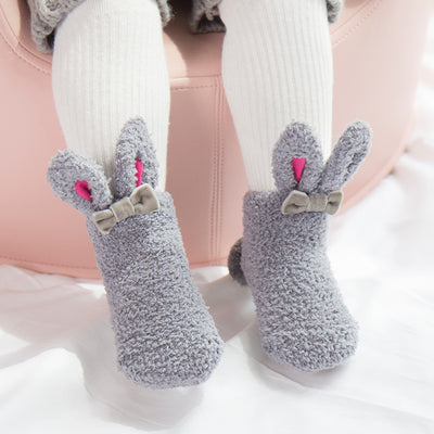 Calcetines de Bebé Niña Coral Fleece Suave con Diseño de Conejito - Image 14