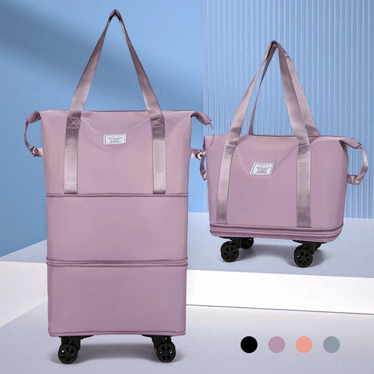 Bolsa de Viaje Expandible con Ruedas - Capacidad Grande, Separación Seco-Húmedo