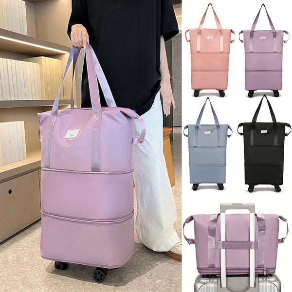 Bolsa de Viaje Expandible con Ruedas - Capacidad Grande, Separación Seco-Húmedo