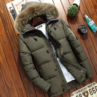 Chaqueta de Plumas para Hombre con Capucha y Cuello de Pelo - Image 3
