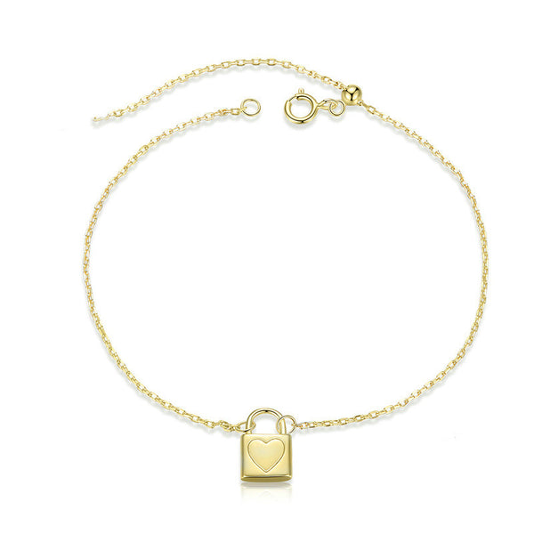 Pulsera de Plata con Candado de Corazón - Diseño Elegante