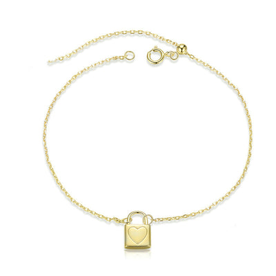 Pulsera de Plata con Candado de Corazón - Diseño Elegante
