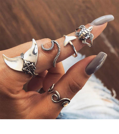 Anillo Tortuga Geométrica Sirena