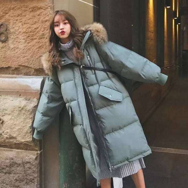 Chaqueta de Algodón para Mujer con Cuello de Piel Sintética Talla Grande