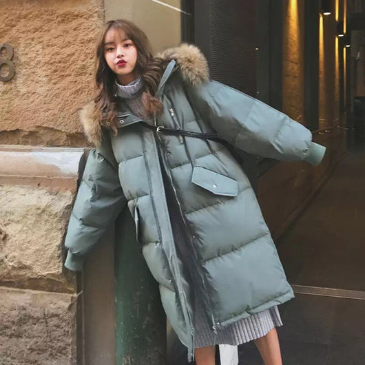 Chaqueta de Algodón para Mujer con Cuello de Piel Sintética Talla Grande
