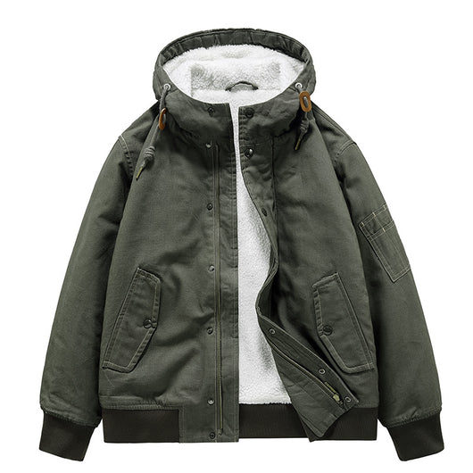 Abrigo de Algodón Cálido para Hombre con Cuello de Piel - Image 3