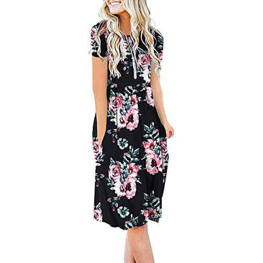 Vestido Holgado de Cuello Redondo y Manga Corta - Image 19