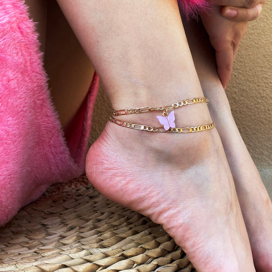 Pulsera de tobillo con mariposa delicada