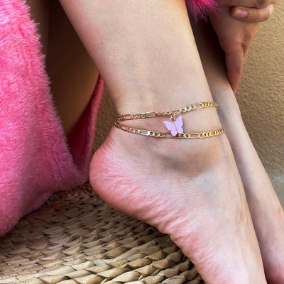 Pulsera de tobillo con mariposa delicada