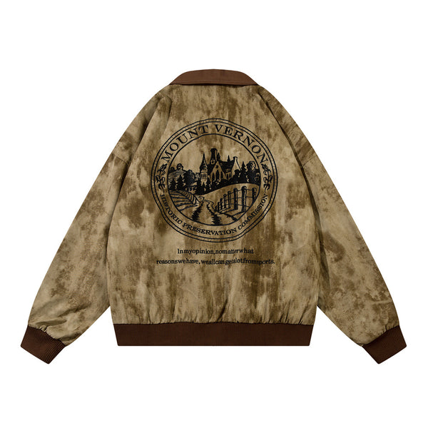 Chaqueta Suelta Oversize con Cuello Solapa y Teñido Tie-Dye