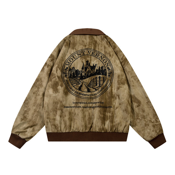 Chaqueta Suelta Oversize con Cuello Solapa y Teñido Tie-Dye