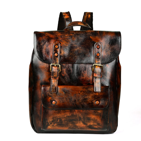 Mochila Casual de Cuero Genuino Estilo Retro Neutro