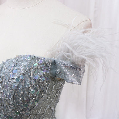 Vestido de Noche Plata Asimétrico Elegante para Mujer - Image 2
