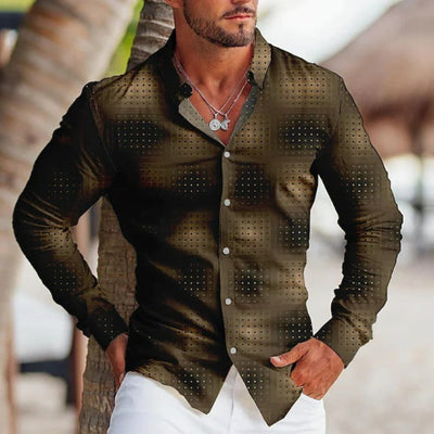 Camisa Estampada de Manga Larga con Solapa para Hombre - Image 23