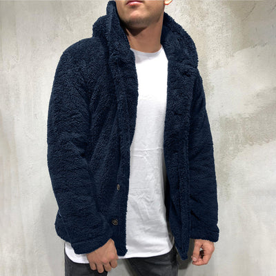 Chaqueta Sudadera con Capucha para Hombre - Abrigo Cálido de Color Sólido - Image 4