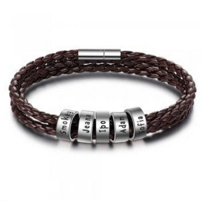 Pulsera de Cuero Trenzado Personalizada para Hombre con Nombre y Acero Inoxidable - Image 33