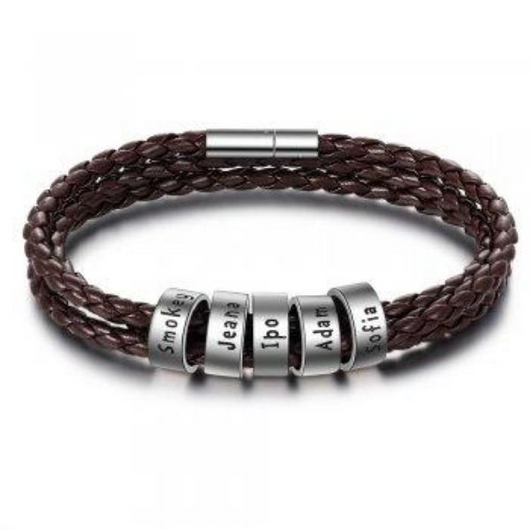 Pulsera de Cuero Trenzado Personalizada para Hombre con Nombre y Acero Inoxidable - Image 33