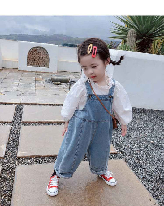 Pantalones Denim Infantiles con Tirantes para Otoño - Image 13