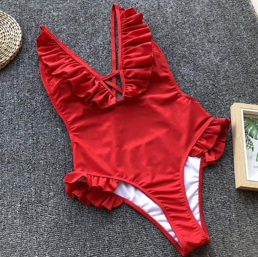 Traje de Baño Enterizo con Volantes y Espalda Abierta - Bikini Sexy Moderno - Image 4