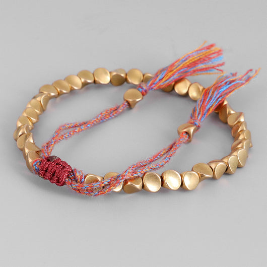 Pulsera Tibetana Budista Trenzada con Cuentas de Cobre - Brazalete de Cuerda de la Suerte - Image 2