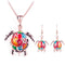 Conjunto de Collar y Aretes Tortuga Arcoíris