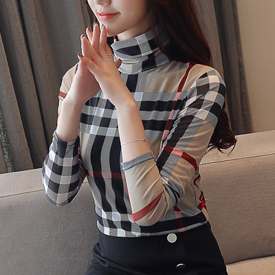 Blusa de Manga Larga con Textura de Cuadros para Mujer - Image 6