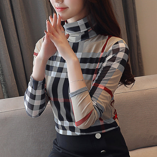 Blusa de Manga Larga con Textura de Cuadros para Mujer - Image 6