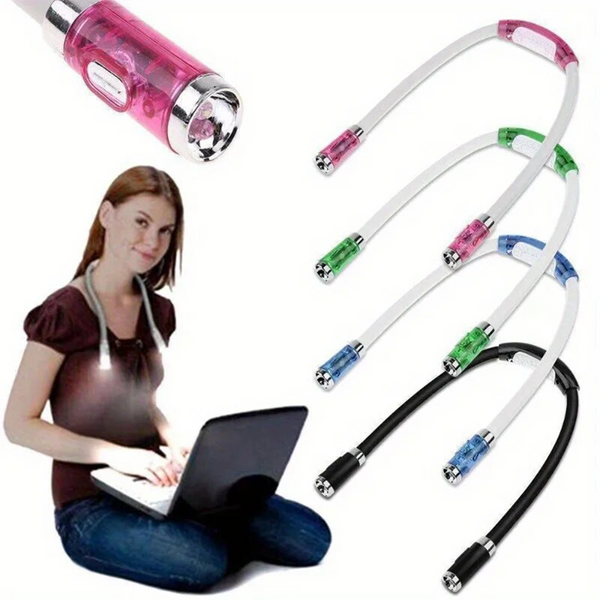 Lámpara LED Frontal Portátil para Lectura - Luz Ajustable con Cuelga Cuello
