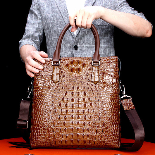 Maletín de Cuero Genuino para Hombre - Bolsa de Negocios con Patrón Elegante - Image 9