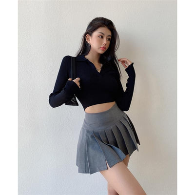 Camiseta Cropped de Punto Estilo Americano para Mujer - Image 9