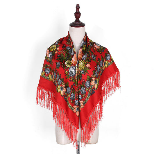 Pashmina Étnica con Flores Bordadas y Borlas - Image 38