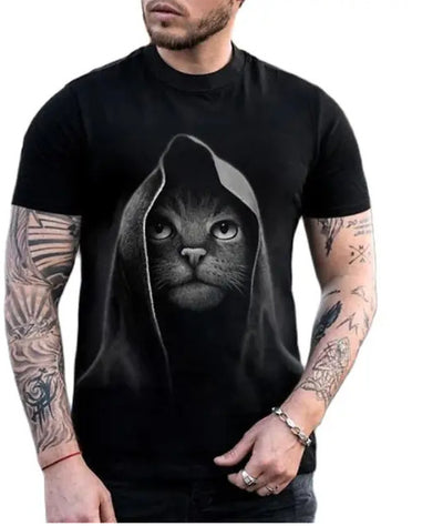 Playera Gato 3D Estampado Animal Print Manga Corta Hombre - Image 14